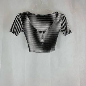 🌻TOPSHOP striped button up crop top
